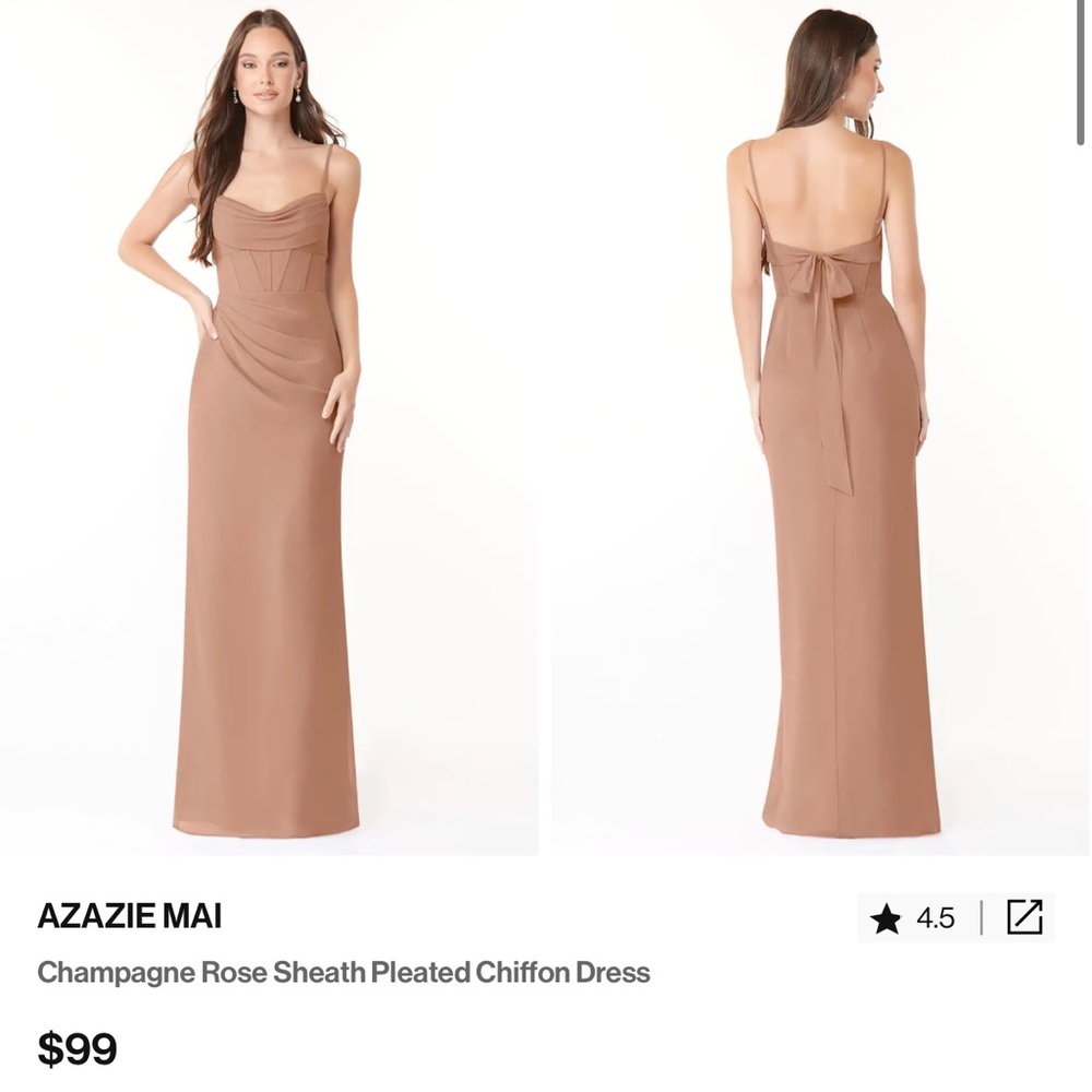 Azazie Kendall and Kylie Bridesmaid dress in Champagne Rose